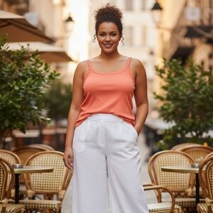 Sleeveless Ribbed Fitted Tank Top Curvy Plus size 3X Stretch Cotton Blend Comfy